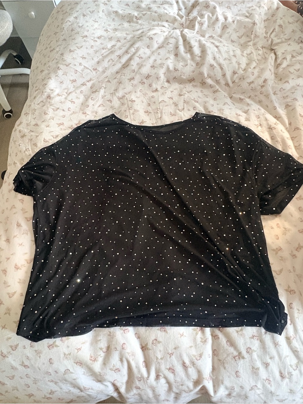 SHEIN Black Short Sleeve Tee with White Polka Dots